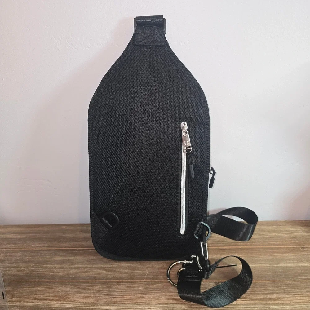 NEW True Religion Black Canvas Sling Bag Crossbody Backpack Horseshoe Clip NEW